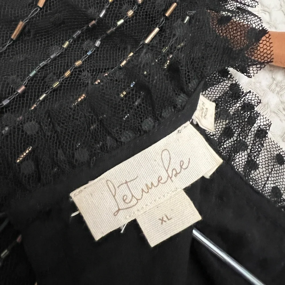 Anthropologie Black Gold Beaded wedding skirt blouse top set outfit size XL - Picture 11 of 12